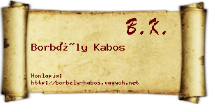 Borbély Kabos névjegykártya