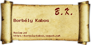 Borbély Kabos névjegykártya